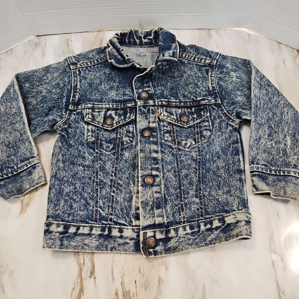Kids Acid-Wash Denim Jacket - Blue